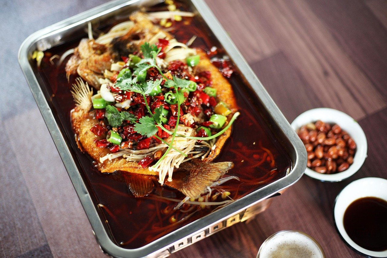 sichuan boiled fish, boiled fish, food, gourmet, fish, shui zhu yu, spicy, dish, sichuan cuisine, cuisine, meal, nature, asian